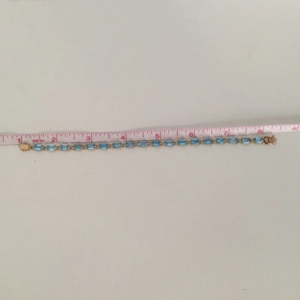 10k BLUE TOPAZ BRACELET - Picture 2 of 4